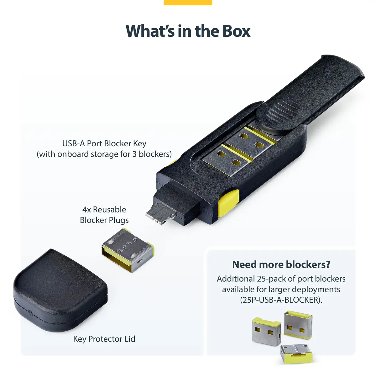 StarTech USB-A Port Blocker Key with 4 Latching Plugs Photo 6