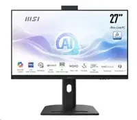 MSI Modern AM273QP AI 1UMG-424XEU All-in-One PC, 27" WQHD, Intel Core Ultra 7 155H, 16GB RAM, 1TB SSD, No OS, Black