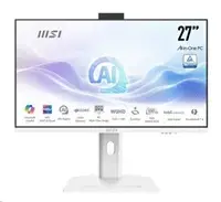 MSI Modern AM273QP AI 1UM-429XEU All-in-One PC, 27" WQHD, Intel Core Ultra 7 155H, 16GB RAM, 512GB SSD, No OS, White