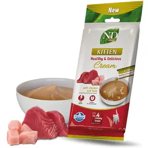 Kārums kaķēniem Farmina N&D Prime Cat Cream ar vistu un tunci, 4x15g