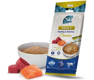 Kārums kaķiem Farmina N&D Ocean Cat Cream ar lasi un tuncī 4x15g