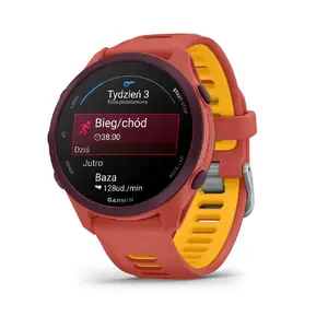 Garmin Forerunner 170 Music GPS sporta pulkstenis, sarkanrozā korpuss ar sarkanrozā/mango krāsas siksniņu