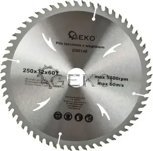 GEKO G00146 Carbide Tipped Circular Saw Blade 250mm x 32mm, 60 Teeth