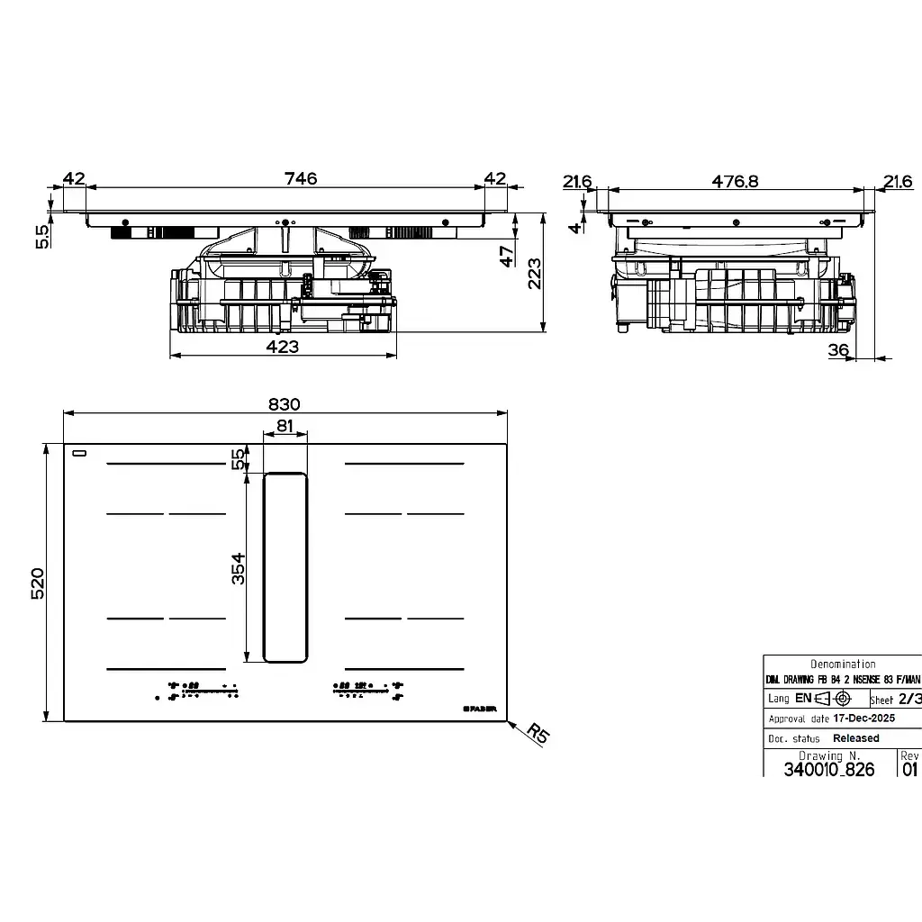 Индукционная панель FABER GALILEO TURN A830 с вытяжкой Photo 3