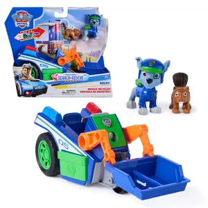 PAW Patrol Rocky Rescue Recycler rotaļu auto ar 2 figūriņām un atpakaļgaitas mehānismu