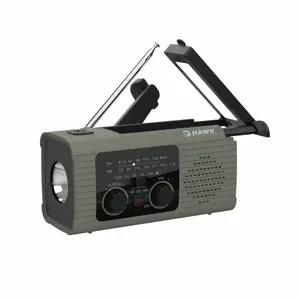 Hawk HWRDI410GN Solar Dynamo Radio with Flashlight
