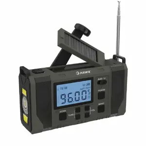 Hawk HWRDI420GN Solar Dynamo Radio with Flashlight