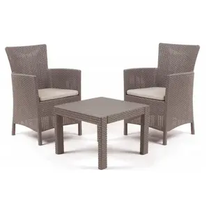 Keter Rosario Balcony Furniture Set, 2 Armchairs and Table, Beige Polypropylene