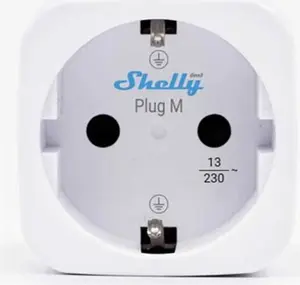 Shelly Plug M Gen3 Smart Plug, 13A, Power Monitoring, Wi-Fi and Bluetooth, 2-Pack, White