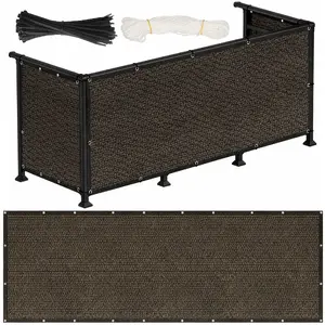 Springos BN1030 Balcony Privacy Screen, 1 x 5 m, 180 GSM Polyethylene, Brown, 95% Shade Rate