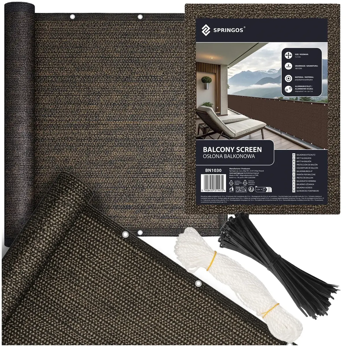 Springos BN1030 Balcony Privacy Screen 1 x 5 m Photo 2