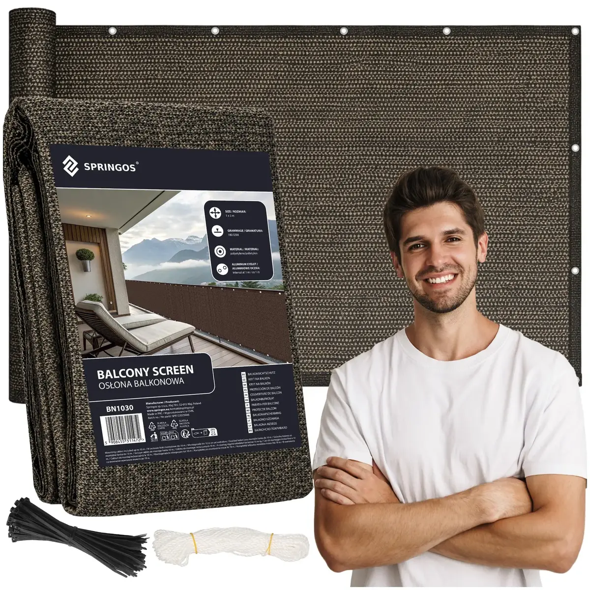 Springos BN1030 Balcony Privacy Screen 1 x 5 m Photo 3