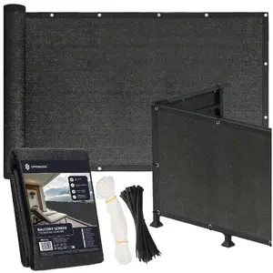 Springos BN1031 Balcony Privacy Screen, 0.9 x 5 m, Anthracite, 180 GSM