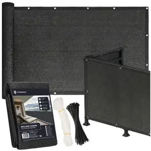 Springos BN1033 Balcony Privacy Screen, 0.9 x 6 m, Anthracite, 180 GSM Polyethylene