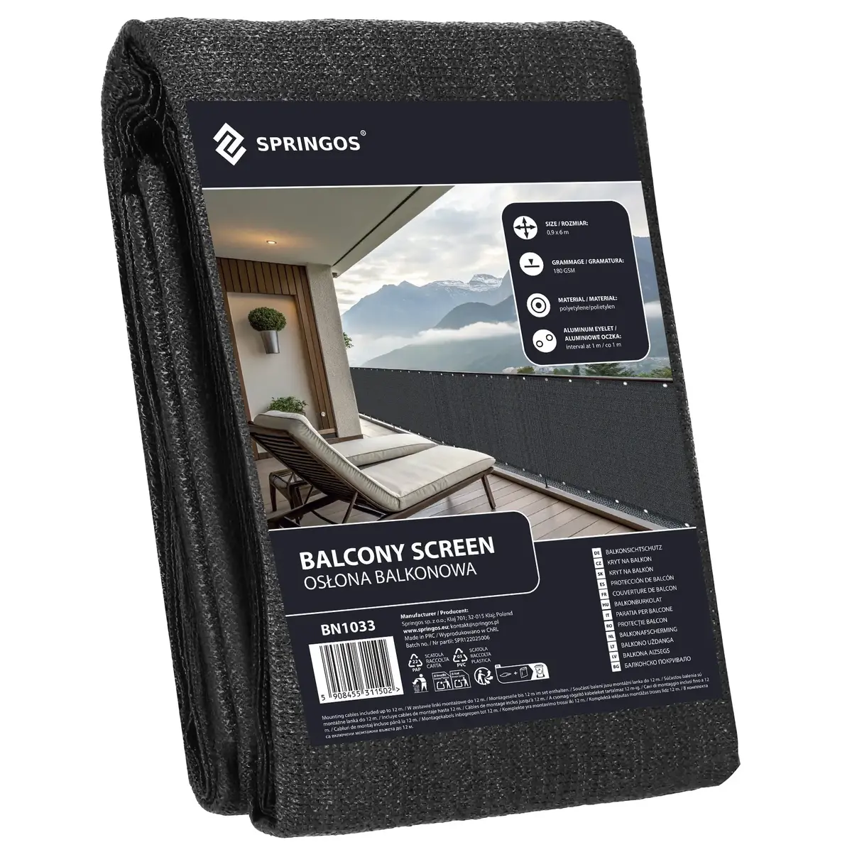 Springos BN1033 Balcony Privacy Screen 0.9 x 6 m Photo 4