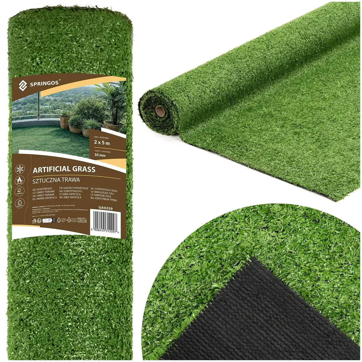 Искусственный газон Springos 2x5 м 10 мм Photo 2