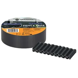Springos Fencing Tape 4.75 cm x 50 m, 450 g/m² PVC Anthracite with 20 Mounting Clips