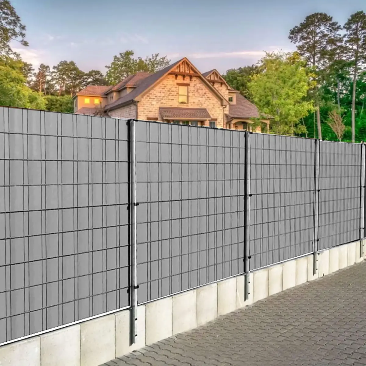 Springos Fence Tape 4.75 cm x 50 m, 450 g/m² - Light Grey Photo 8
