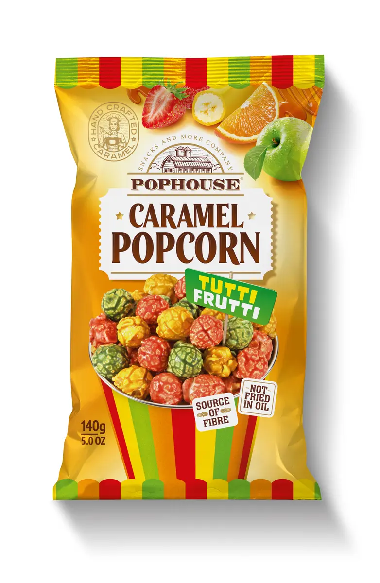 Pophouse Tutti Frutti karameļu popkorns, 140g