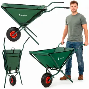 Springos GA0258 Foldable Garden Wheelbarrow with 50L Capacity and Pneumatic Tire