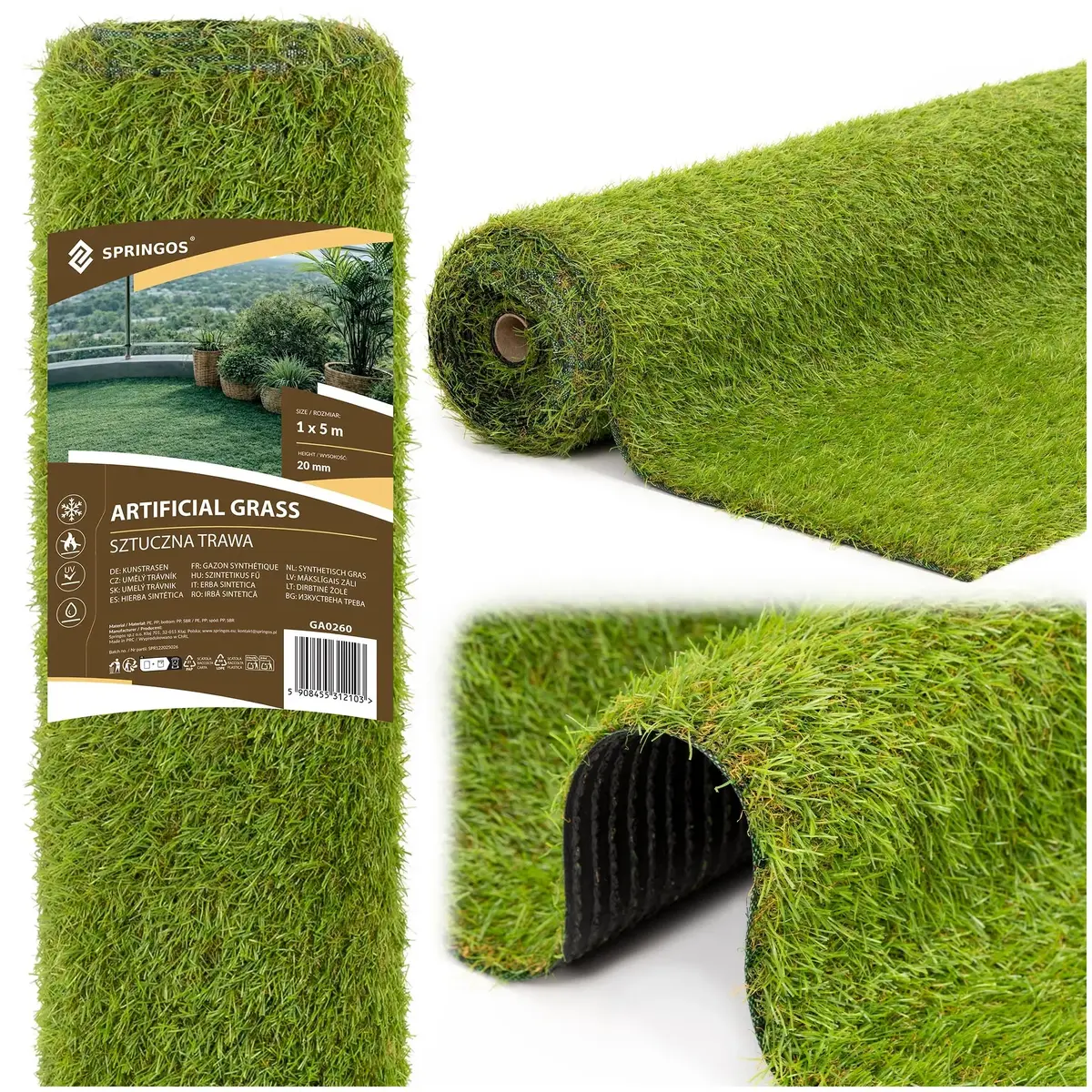 Искусственный газон Springos GA0260 1x5 м Photo 4
