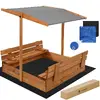 Деревянная песочница Springos SB120RSET с крышей 120x120 см Photo 2