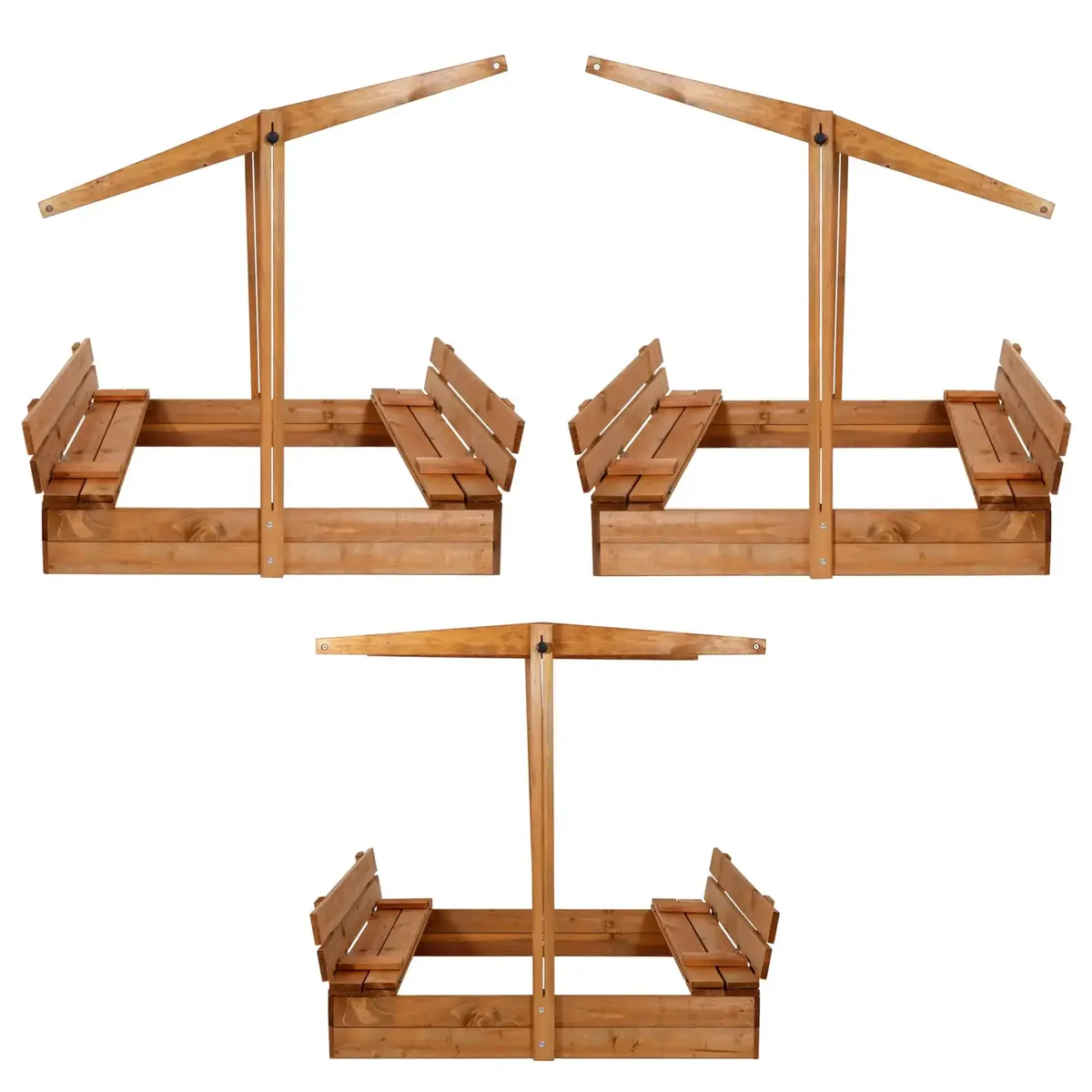 Деревянная песочница Springos SB120RSET с крышей 120x120 см Photo 6