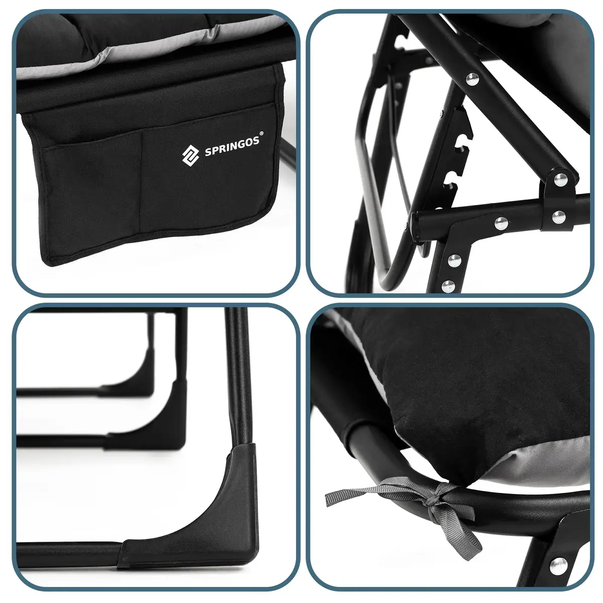 Springos CS0190 Folding Camping Bed - Black Photo 6