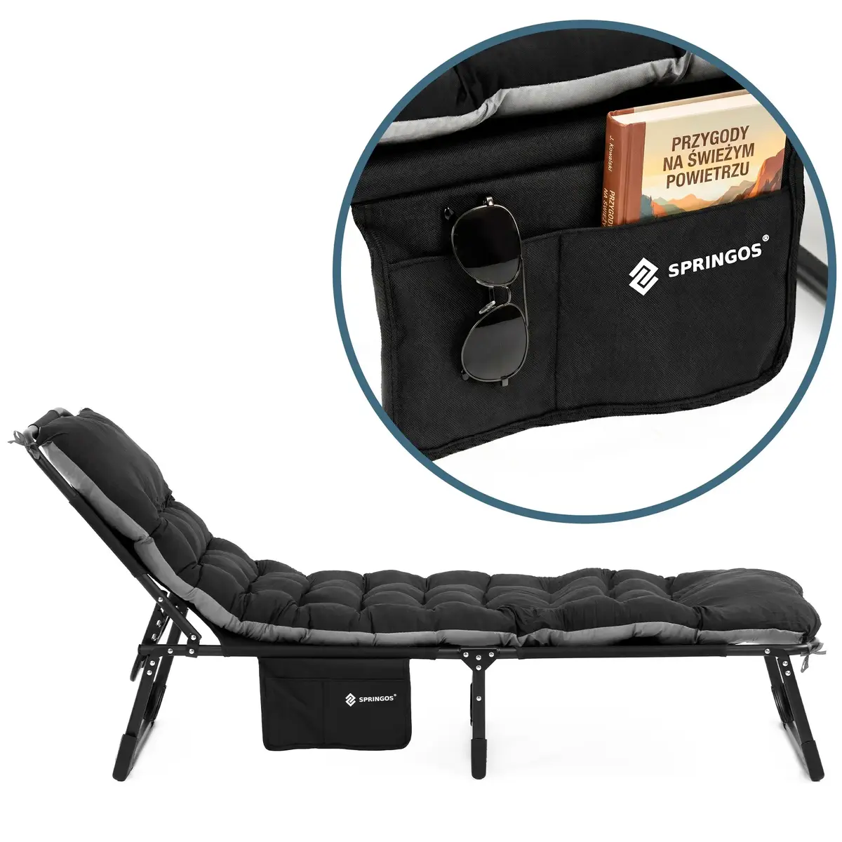 Springos CS0190 Folding Camping Bed - Black Photo 7