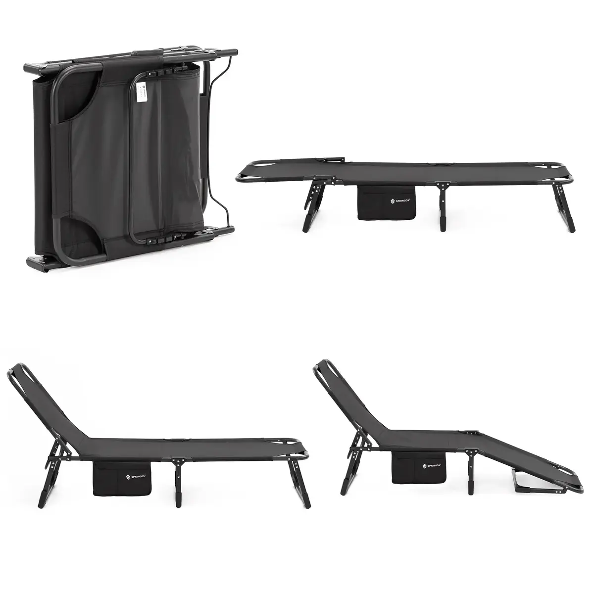 Springos CS0190 Folding Camping Bed - Black Photo 8