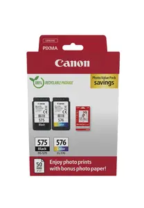 Oriģinālā tintes kasetņu komplekts Canon PG-575/CL-576, melna, ciāna, fuksīna, dzeltena, 2 gab.