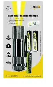 Heitech LED alumīnija kabatas lukturis, 9 LED, melns
