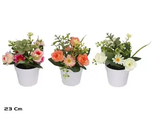 Lito Artificial Rose Bud and Daisy Plant in Pot