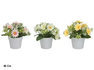 Lito mākslīgā margrietiņu kompozīcija podiņā 16 cm