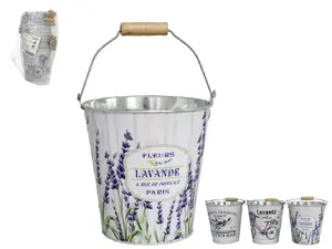 Garden Enjoy Galvanized Bucket Flower Pot with Handle