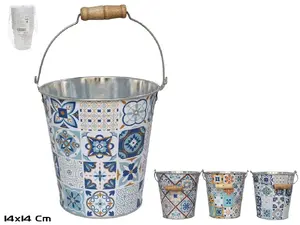 Garden Enjoy Zinc Plated Bucket with Handle 14x14 cm