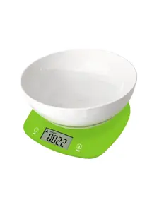 Rosberg R51651Q Digital Kitchen Scale with Bowl, 5kg Capacity, LED Screen, Green