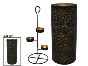 Garden Enjoy Manju Black Candle Lantern with Stand