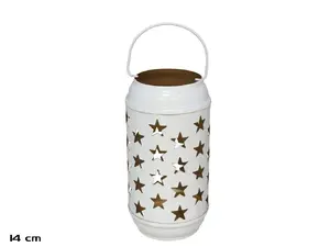 Garden Enjoy Ram Candle Lantern, White, 14 cm