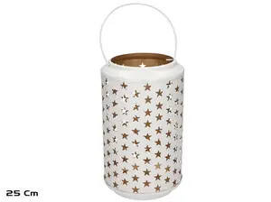 Garden Enjoy Kora Candle Lantern, White, 25 cm