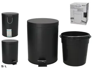 BATH&GO atkritumu tvertne ar pedāli, 5 l, melna