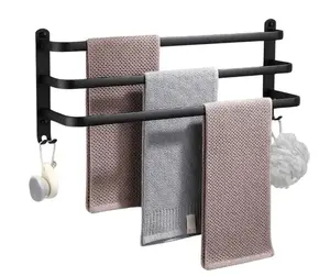 Vilde 569707 Wall-Mounted Towel Rack, 60cm, Black