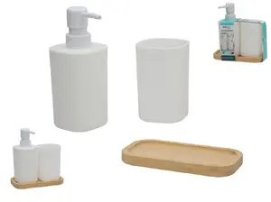 BATH&GO Soap Dispenser and Toothbrush Holder Set, White