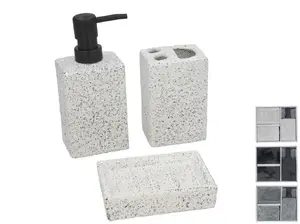 BATH&GO Ceramic Bathroom Set with Soap Dispenser and Toothbrush Holder