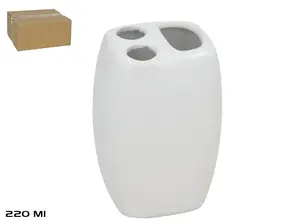 BATH&GO Ceramic Toothbrush Holder, 220 ml, White