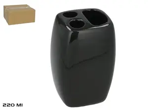 BATH&GO Ceramic Toothbrush Holder, 220 ml, Black