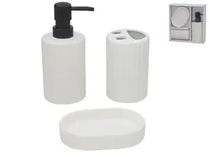 BATH&GO Roma Ceramic Bathroom Set with Soap Dispenser and Toothbrush Holder