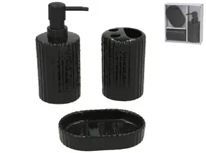 BATH&GO Roma Ceramic Bathroom Set with Soap Dispenser and Toothbrush Holder