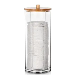 Vilde Cotton Pad Container 7x18cm with Bamboo Lid
