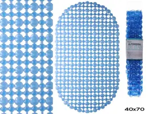 BATH&GO PVC Bathroom Mat, Blue